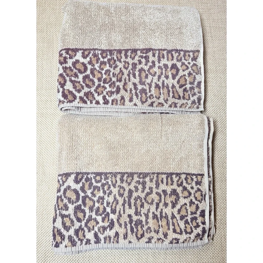 Ralph Lauren Leopard Bath Towel Lot Cheetah Aragon Animal Print Safari‎